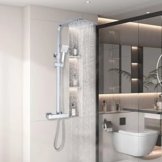 Thermostatische douchekolom met plafonddouche