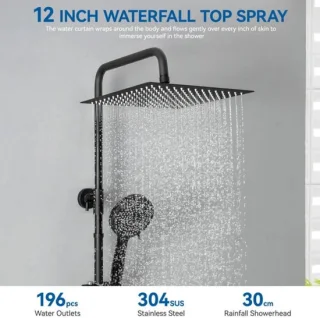 Thermostatische douchekolom met regendouche 30 cm