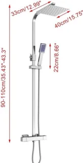 Thermostatische douchekolom met regendouche 40x40 cm