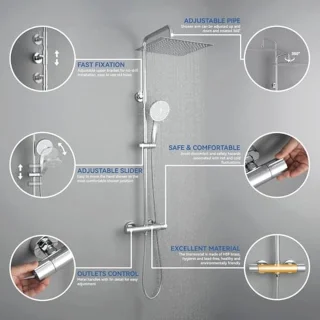Thermostatische Douchekolom - RVS Doucheset