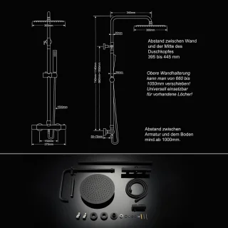 Thermostatische Douchekolom Zwart