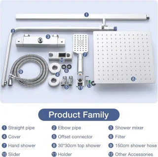 Thermostatische Douchekraan Set Vierkant Chroom