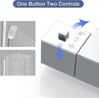 Thermostatische Douchekraan Set Vierkant Chroom