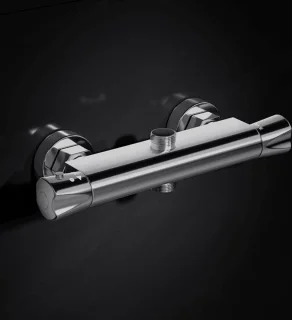Thermostatische douchemengkraan met dubbele uitgang, wandmontage, chroom