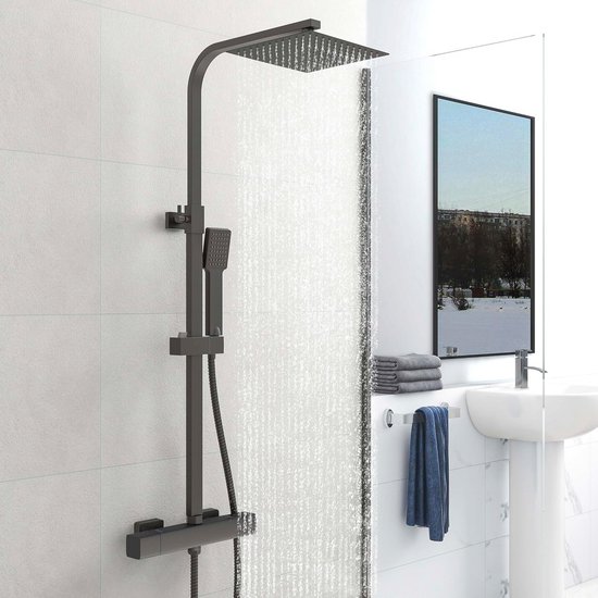 Thermostatische Doucheset Mat Zwart 10 inch Regendouche