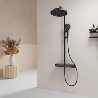Thermostatische doucheset mat zwart - regendouche en handdouche