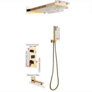Thermostatische doucheset messing goudkleurig