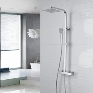 Thermostatische doucheset met douchepaneel in antiek messing