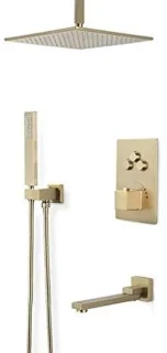 Thermostatische doucheset met handdouche geborsteld goud