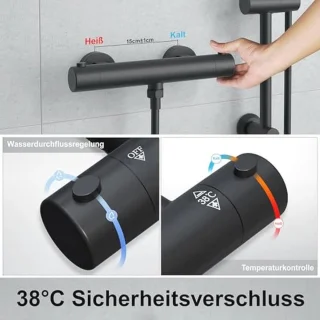 Thermostatische doucheset met regendouche en douchestang