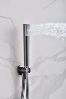 Thermostatische doucheset met regendouche en handdouche – zwart