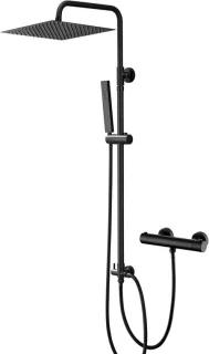 Thermostatische doucheset met regendouche XXL 30x30 cm, zwart