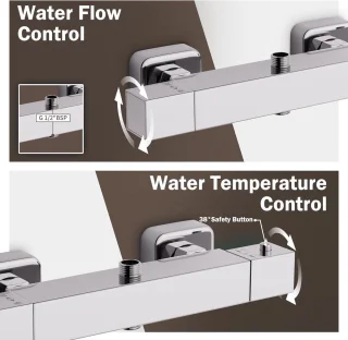 Thermostatische doucheset Quadrato chroom 20 cm