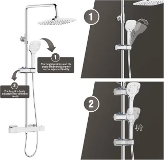 Thermostatische doucheset Quadrato chroom 20 cm