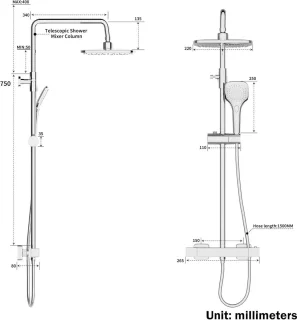 Thermostatische doucheset Quadrato chroom 20 cm