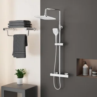 Thermostatische doucheset Quadrato chroom 20 cm