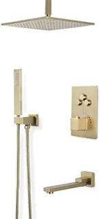 Thermostatische doucheset regendouche & handdouche 10 inch geborsteld goud