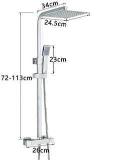 Thermostatische Doucheset – Regendouche – Handdouche – Douchepaneel – Badkamerkraan – Antiek Messing – Verstelbare Hoogte 70-120 cm – 8 Inch Regendouchekop