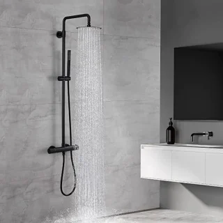 Thermostatische Doucheset Zwart Regendouche Handdouche