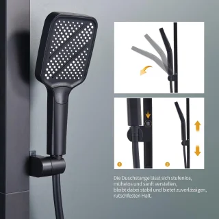 Thermostatische doucheset Zwart