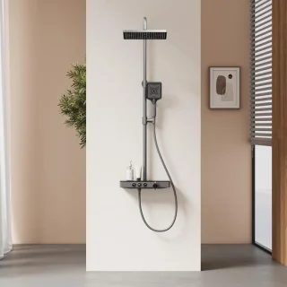 Thermostatische douchezuil met regendouche en handdouche