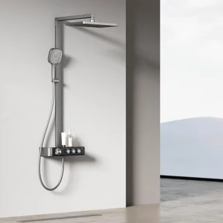Thermostatische Douchezuil Regendouche Antraciet Mat