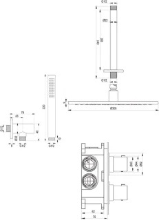 Thermostatische inbouw regendouche set 30 cm RVS geborsteld