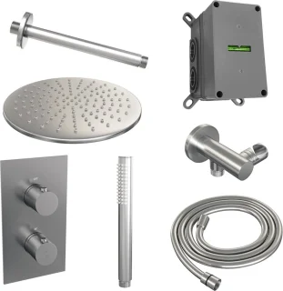 Thermostatische inbouw regendouche set 30 cm RVS geborsteld