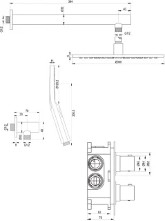 Thermostatische inbouw regendouche set 32 mat zwart