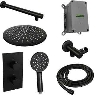 Thermostatische inbouw regendouche set 32 mat zwart