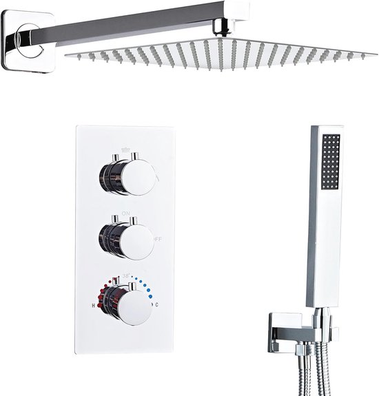 Thermostatische Inbouwdoucheset 25x25 cm Hoofddouche & Handdouche