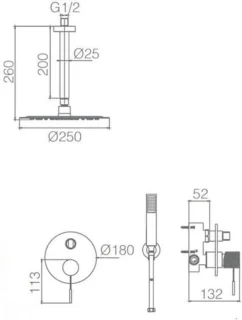 Thermostatische inbouwdoucheset met regendouche en handdouche – geborsteld goud