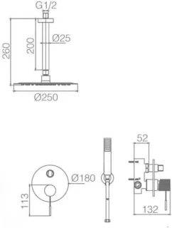 Thermostatische inbouwdoucheset – regendouche – handdouche – geborsteld goud