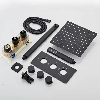 Thermostatische Inbouwdoucheset Zwart