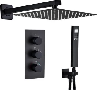 Thermostatische inbouwdoucheset zwart