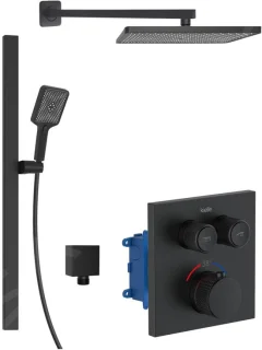 Thermostatische inbouwkraan 3 functies mat zwart