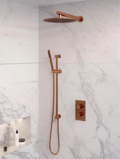 Thermostatische koperen inbouw regendouche set 3-weg PVD