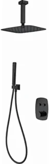 Thermostatische regendouche set 20x30 cm mat zwart