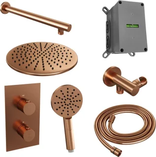 Thermostatische regendouche set 32 koper geborsteld PVD