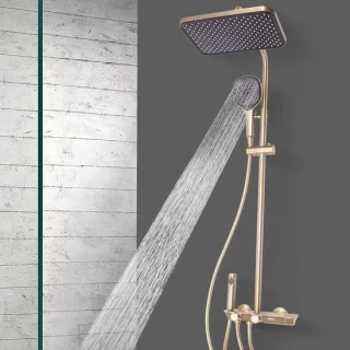 Thermostatische regendouche set 32 x 22 cm goud