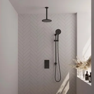 Thermostatische regendouche set inbouw mat zwart 3-weg