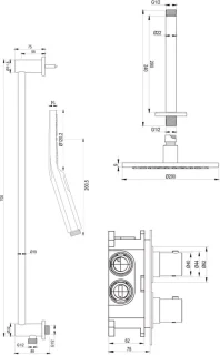 Thermostatische regendouche set inbouw mat zwart 3-weg