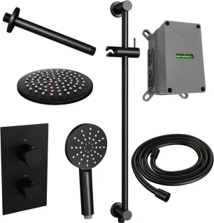 Thermostatische regendouche set inbouw mat zwart 3-weg