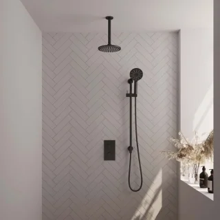 Thermostatische regendouche set inbouw mat zwart 3-weg