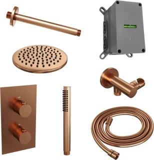 Thermostatische regendouche set koper 3-weg met handdouche 29
