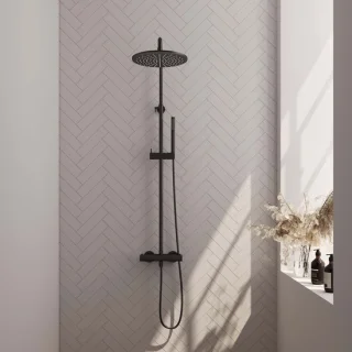 Thermostatische regendouche set mat zwart