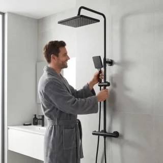 Thermostatische regendoucheset 26x19 cm Zwart