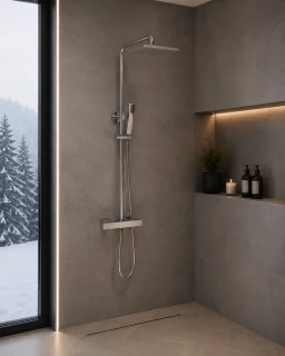 Thermostatische regendoucheset vierkant chroom opbouw met handdouche