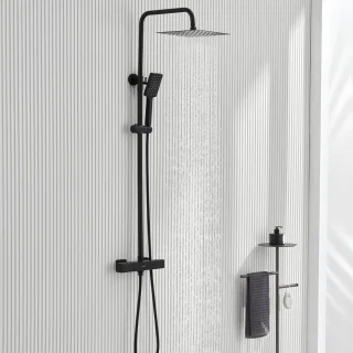 Thermostatische regendoucheset zwart