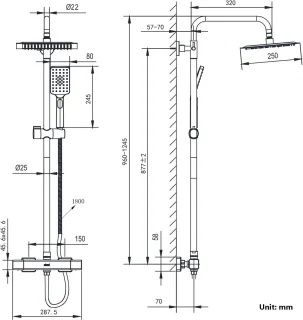Thermostatische regendoucheset zwart